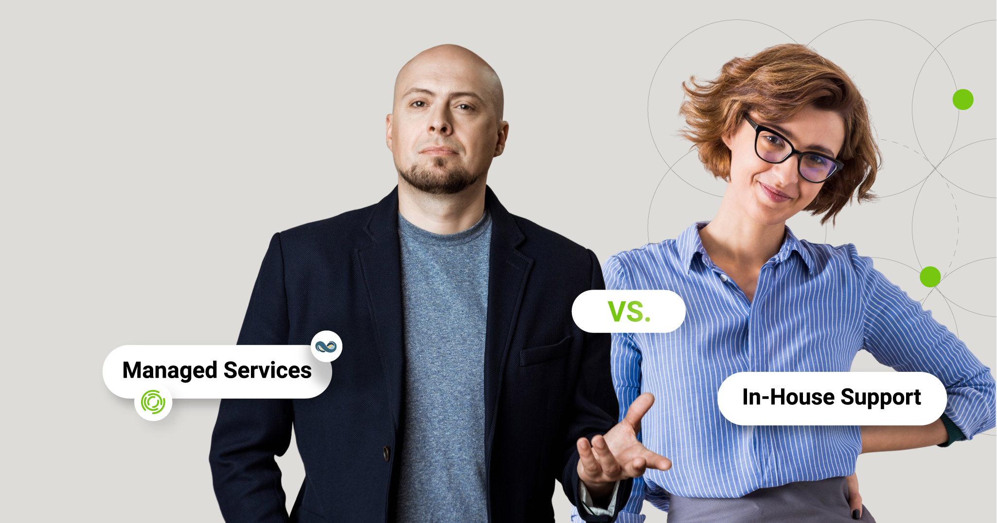 NetSuite managed services vs in-house support comparison with two business professionals